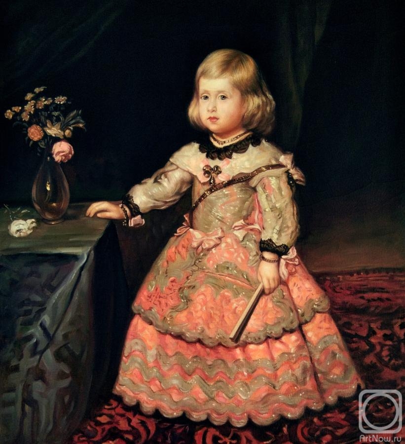 Bruno Augusto. Portrait of Infanta Margarita Teresa in a pink dress. copy of D. Velazquez