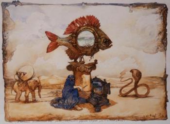 The vision of the steampunk fish in the sound of the flute of the snake Charmer. Laptev Juri