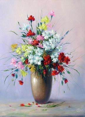 Bouquet in a tall vase