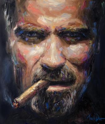 Oil portrait of Arnold Schwarzenegger