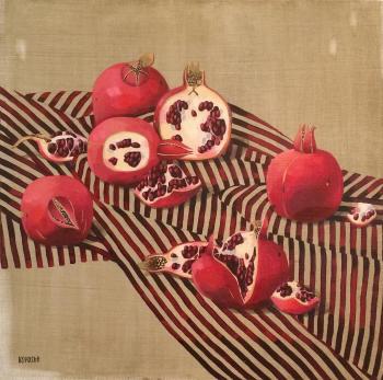 Silk and pomegranate fruits. Berestova Ksenia