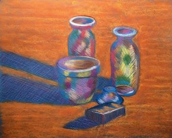 345. Still life with jars in an expressive manner. Lukaneva Larissa