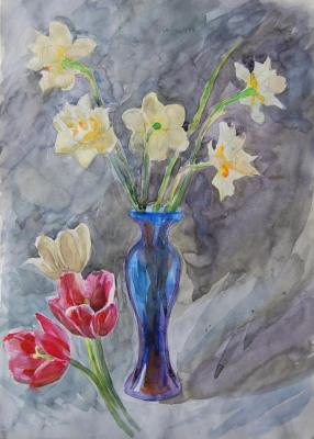 Painting Daffodils and tulips. Dobrovolskaya Gayane