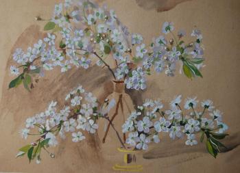 Blooming cherry branches, two bouquets. Dobrovolskaya Gayane