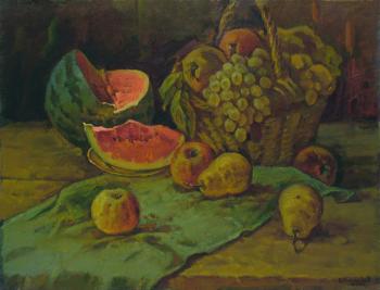 Still life with fruits and watermelon. Belikov Vasilij