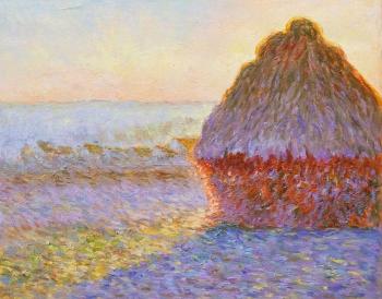 Copy of Claude Monet's painting. Haystack at Giverny. Sunrise. Kamskij Savelij