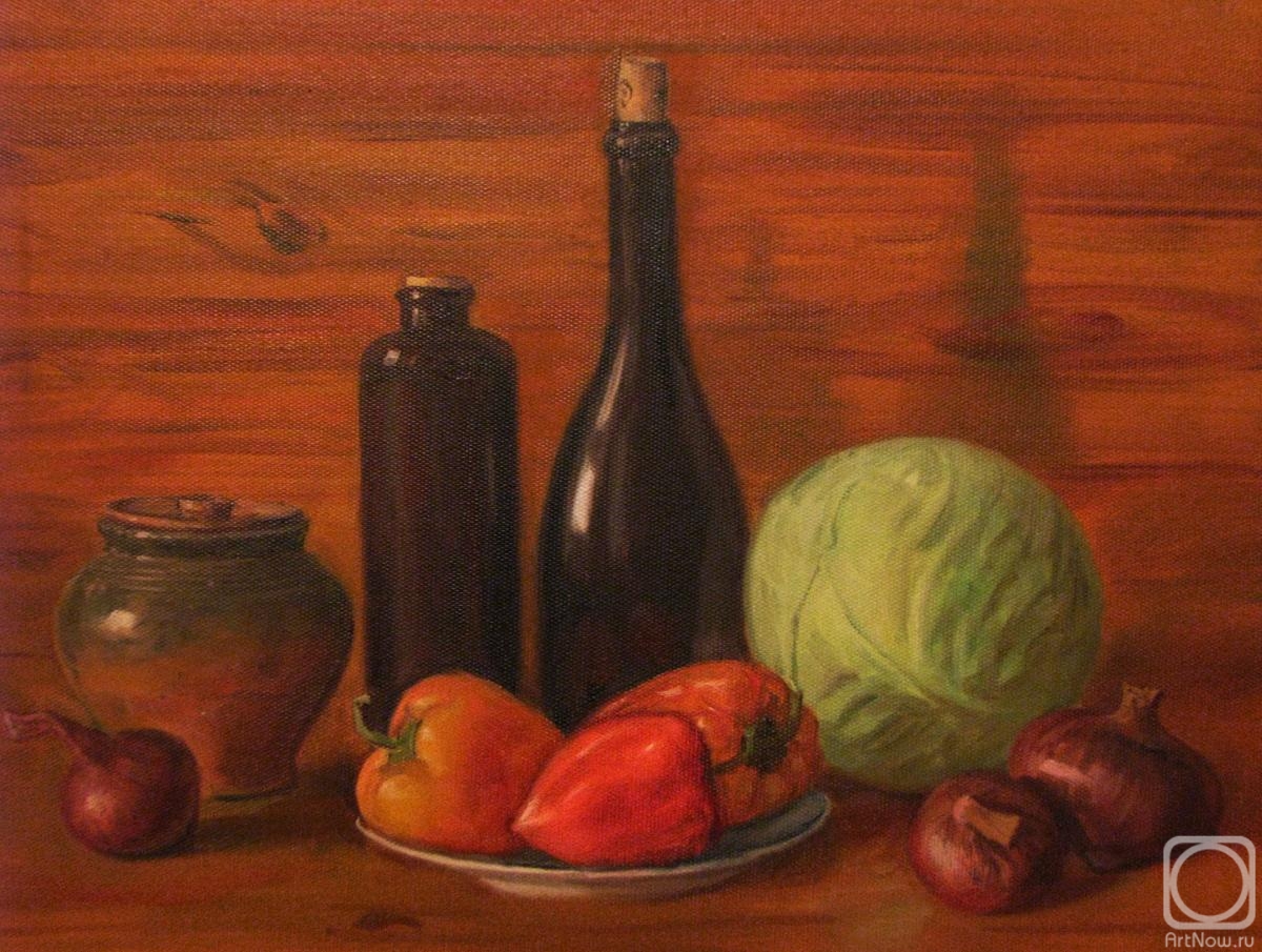 Fomina Lyudmila. Still life with cabbage and peppers