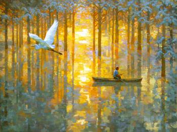Mangrove dream with a white bird