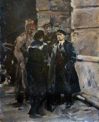 Lenin, a conversation with soldiers and a sailor. Orlov Gennady