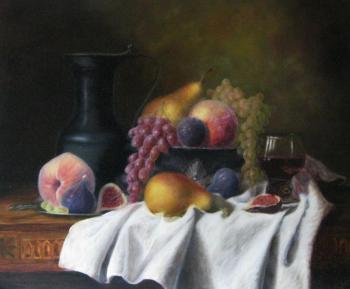 Still life with figs and grapes. Fomina Lyudmila