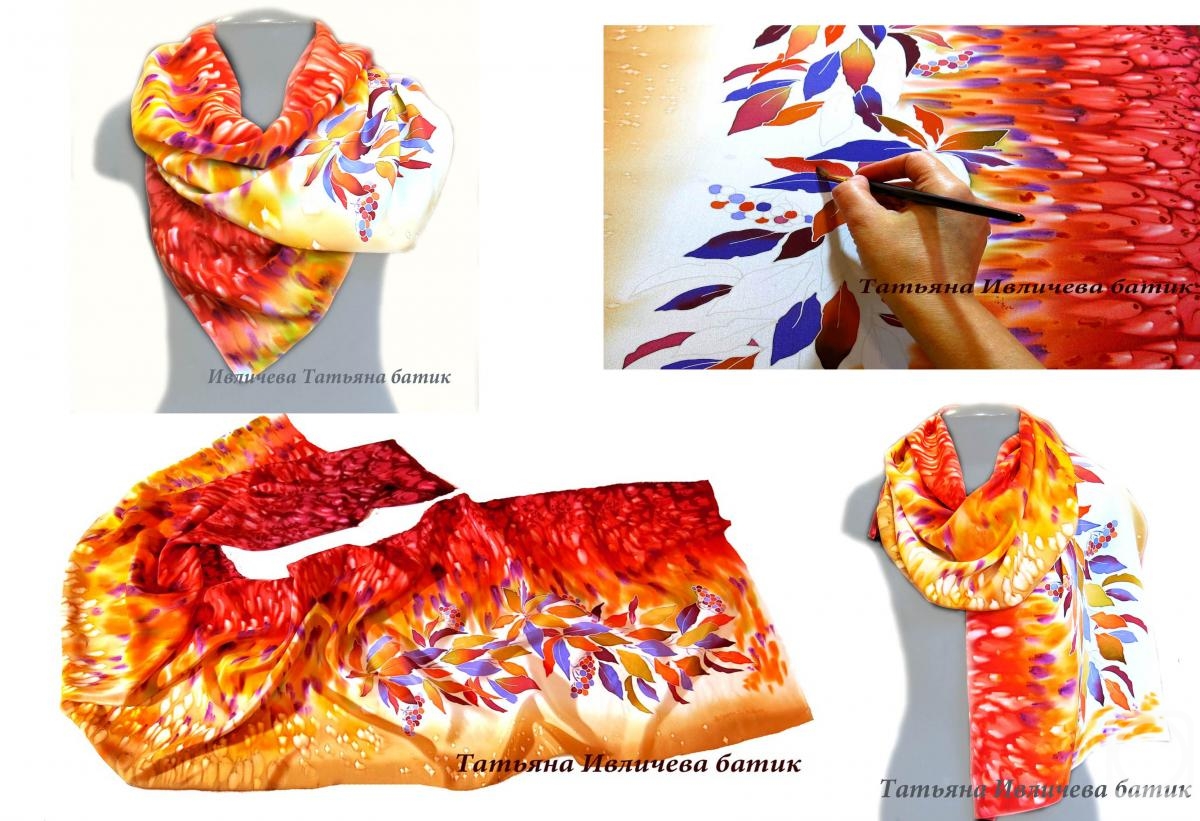 Ivlicheva Tatiana. Batik silk scarf "Autumn Colors"