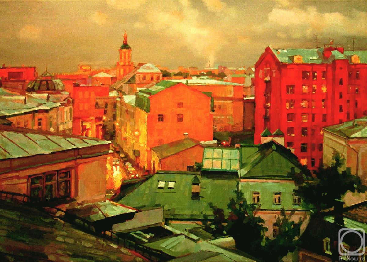 Volkov Sergey. Moscow roofs. Twilight rain in Bobrov Lane