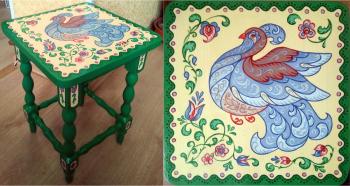 Painted stool "Pigeon". Razumova Lidia