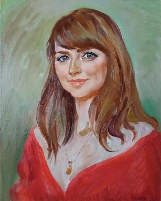 Girl in red, from nature. Dobrovolskaya Gayane