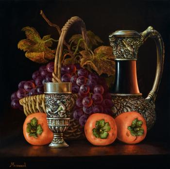 Persimmon and grapes