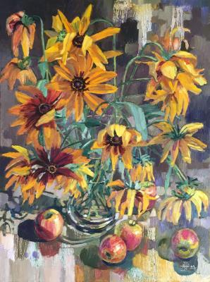 Sunflowers and apples. Norloguyanova Arina