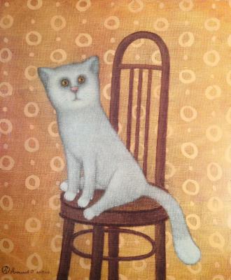 The cat on the chair