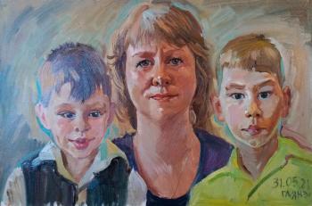 Mom and two sons, from nature. Dobrovolskaya Gayane