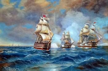 The Brig Mercury, attacked by two Turkish ships of the line. Baryshevskii Oleg