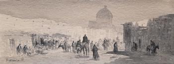 Street with the dome of the mosque. Mukhamedov Ulugbek