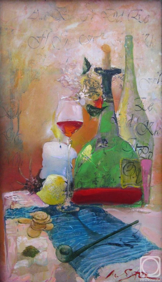 Panchenko Viktor. Still life with lemon and green pipe