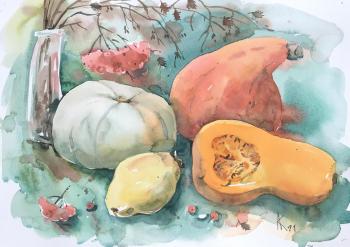 Study with with pumpkins and quince. Kurnosenko Antonina