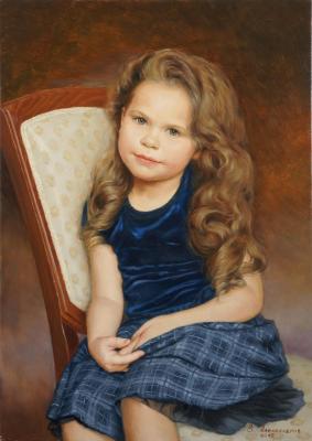 Portrait of a girl in a blue dress. Aleksandrov Vladimir