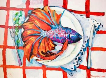 Goldfish on a plate. Zakharova Anastasiya