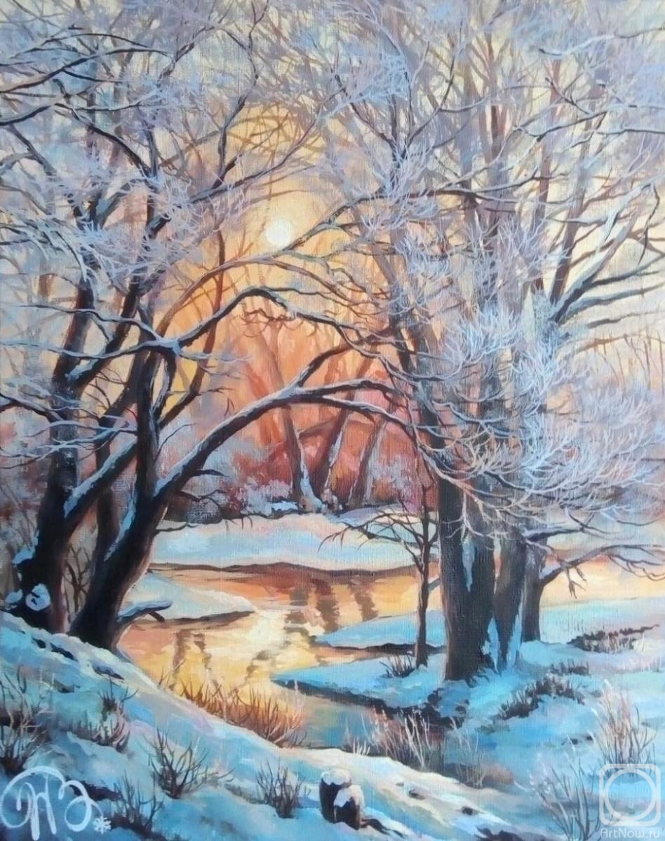 Panasyuk Natalia. Winter evening. Small river Pavlovka