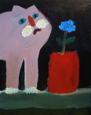 Cat and flower. Jelnov Nikolay