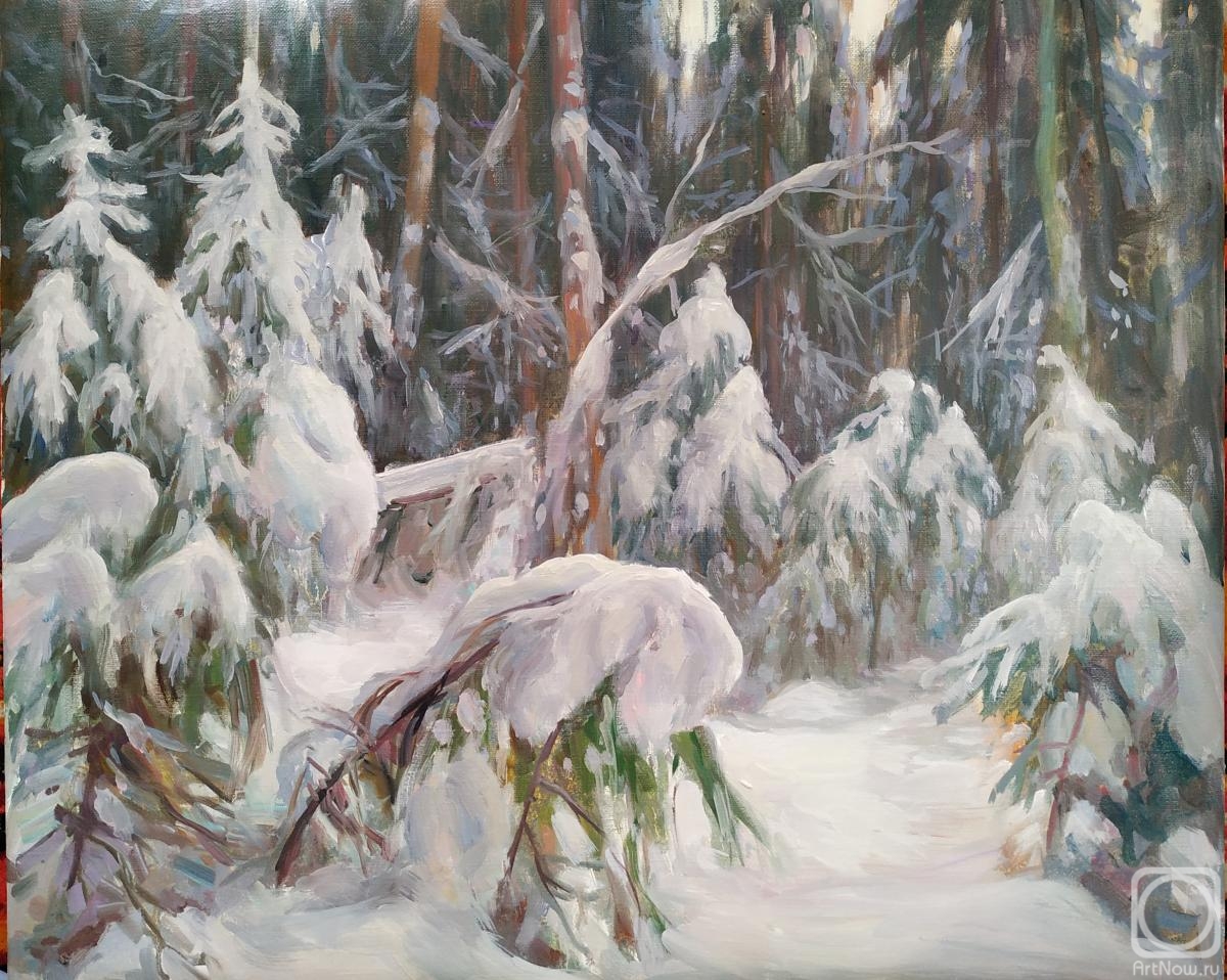 Картина маслом на холсте. Антонова Галина. В снежных шубах