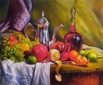 Still life with fruit and wine. Manukhina Olga