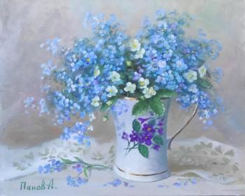 Forget-me-nots and strawberries. Panov Aleksandr
