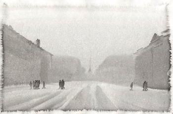 Nevsky. No cars, under the snow ...