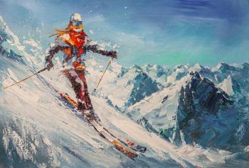Skier. Going down the slope. Rodries Jose