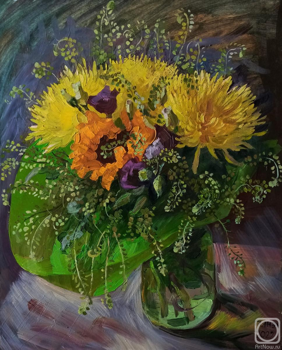 Картина. Добровольская Гаянэ. Хризантемы, розы, и бог знает, что ещё!