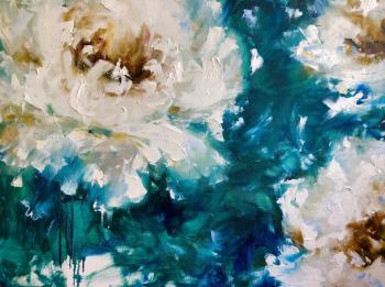 Tango in white flowers print on canvas. Skromova Marina