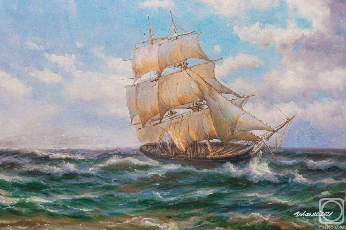 Lagno Daria. The sailboat set off towards the wind