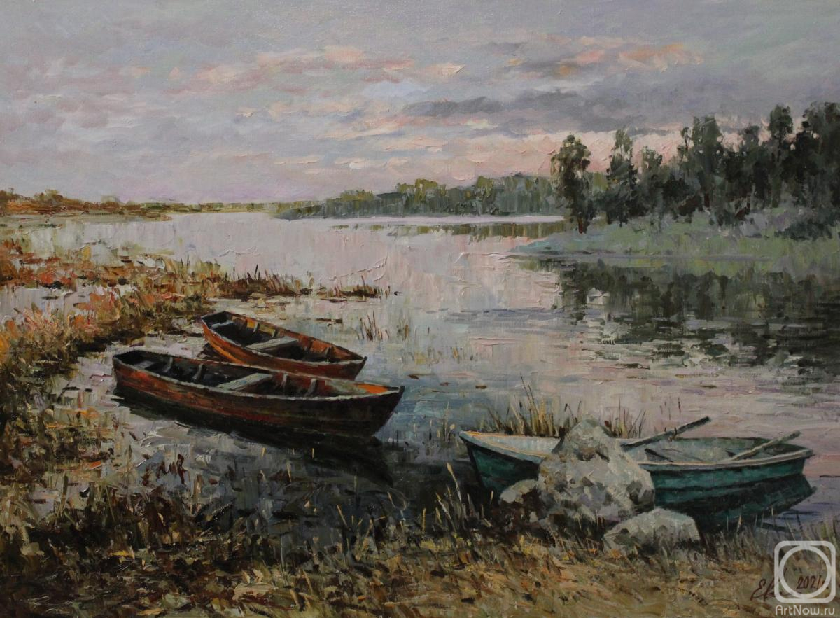 Malykh Evgeny. Fall. The boats on the river