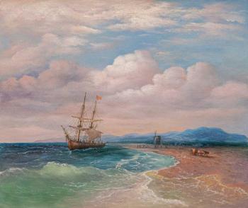 A copy of Ivan Aivazovsky's painting. Along the Crimean coast