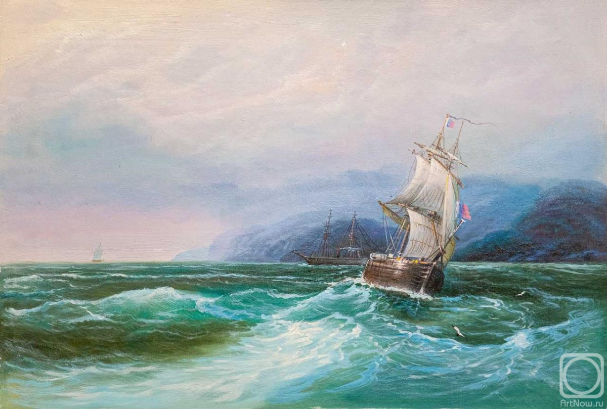 Lagno Daria. Copy of Ivan Aivazovsky's painting. Sailboat in the Sea