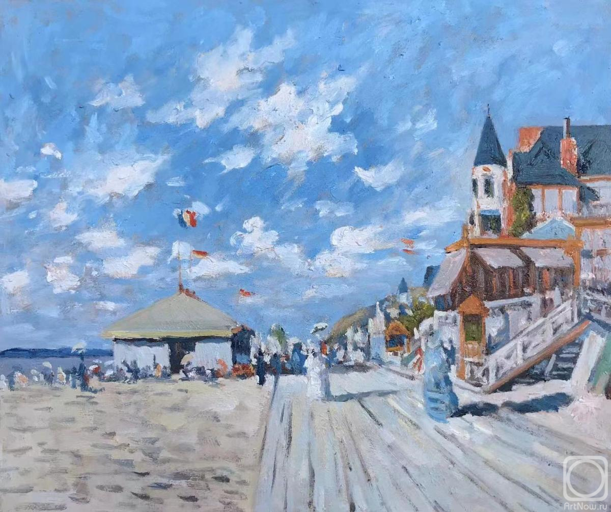 Kamskij Savelij. Copy of the painting Promenade on the beach in Trouville, 1870