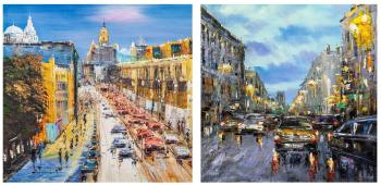 On the city streets. Diptych. Vevers Christina
