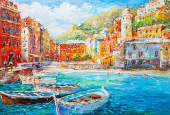 Pearl of Liguria. View of the Italian town of Vernazza N2. Vlodarchik Andjei