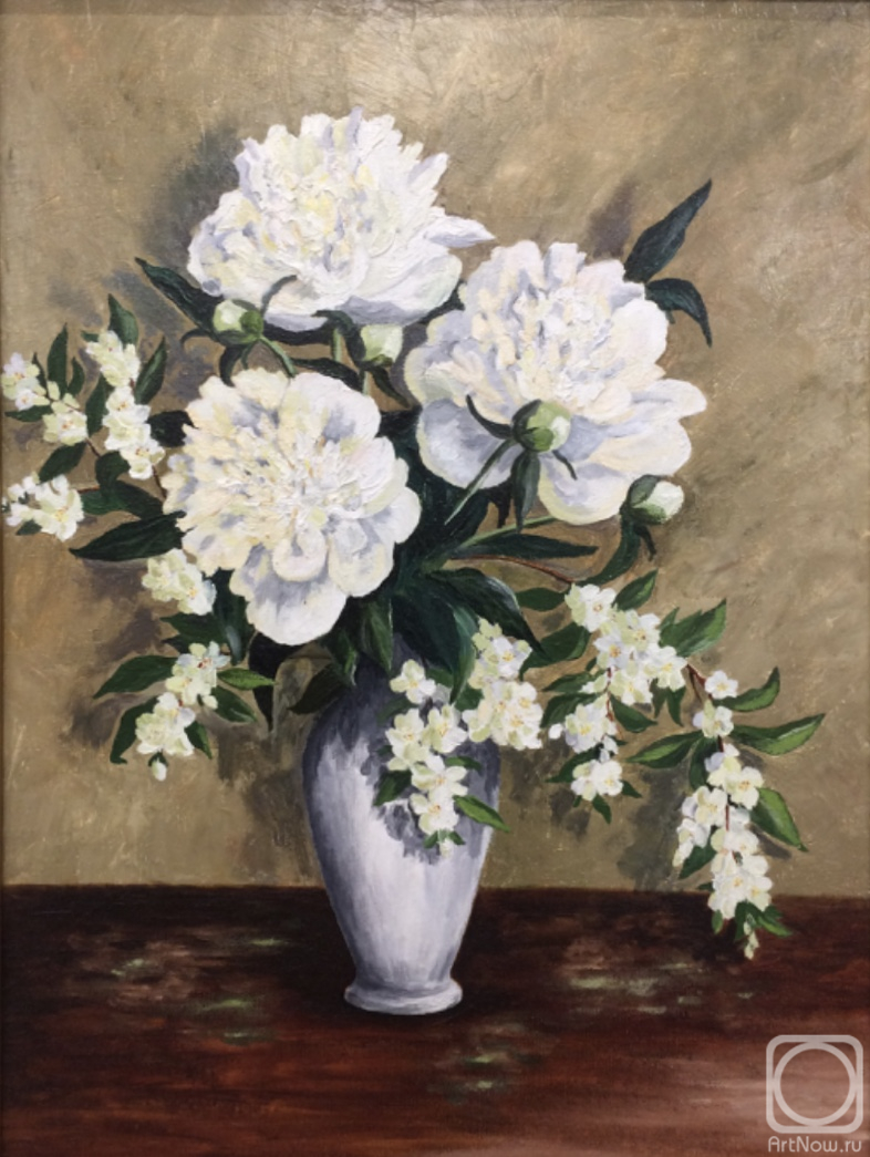 Kirilina Nadezhda. White bouquet with peonies and jasmine