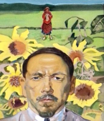 Philip malyavin, girl, sunflowers. Farrachov Ildus
