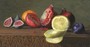 Still life with lemon and pomegranate. Kozhin Simon