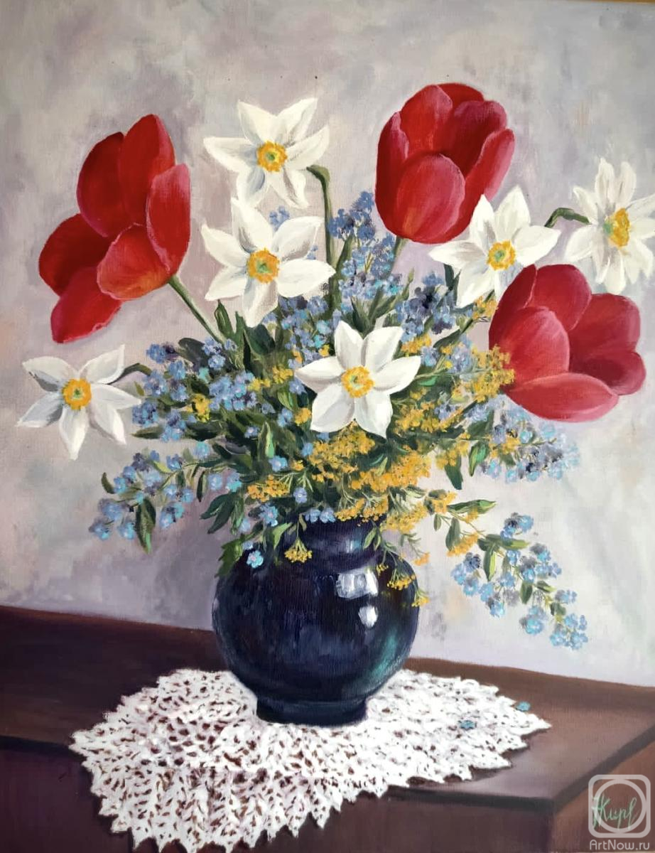 Kirilina Nadezhda. Still life with tulips and daffodils