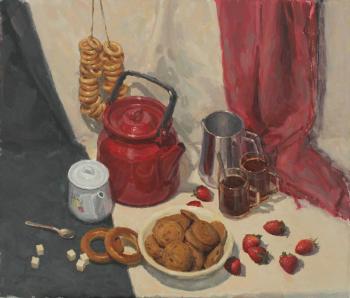 Still life with a red teapot. Sheyko Filipp