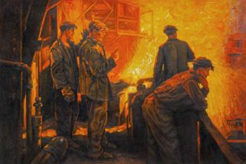A copy of the painting by Fedor Razin. Steel is coming (the Steelworkers' Team). Kamskij Savelij